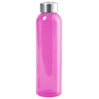 Waterfles/drinkfles AQUAMAN - glas - Roze - met RVS dop - 500 ml - Sportfles - Bidon