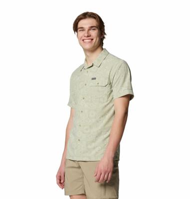 Columbia Tech Trail™ Utility Printed Woven SS Shirt Heren Safari Blazing M