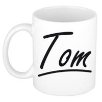 Tom Naam koffiemok - beker - met sierlijke letters - wit - 300 ml - Cadeau - Heren