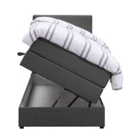 Leen Bakker - Boxspring Met Opbergruimte Liv Geblokt - Antraciet - 90x200 Cm - Stof - Grijs