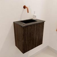 Toiletmeubel Mondiaz Joya Dlux | 40 cm | Meubelkleur Walnut | Faye wastafel Lava Wasbak Midden | Zonder kraangat(en)