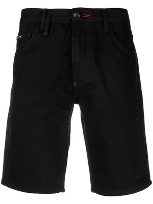 Philipp Plein short en jean à coupe droite - Noir