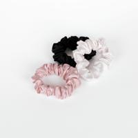 Zijden Scrunchies Groot Ivory, Pink & Black