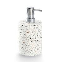 Luxe zeeppompje/dispenser - wit - Terrazzo design - keramiek - 16 x 8 cm - 250 ml - thumbnail