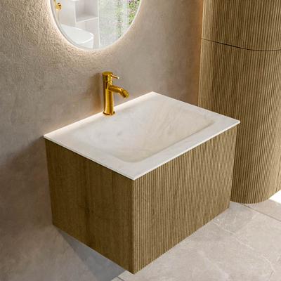 Badmeubel Mondiaz Kurve-Dlux | 60 cm cm | Meubelkleur Dusk | Wastafelkleur Opalo | Solid surface | Wasbak midden spoelbak | 1 kraangat