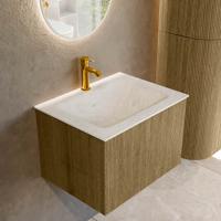 Badmeubel Mondiaz Kurve-Dlux | 60 cm cm | Meubelkleur Dusk | Wastafelkleur Opalo | Solid surface | Wasbak midden spoelbak | 1 kraangat