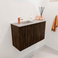 Toiletmeubel Mondiaz Joya Dlux | 71.6 cm | Meubelkleur Walnut | Faye wastafel Glace Wasbak Links | 1 kraangat