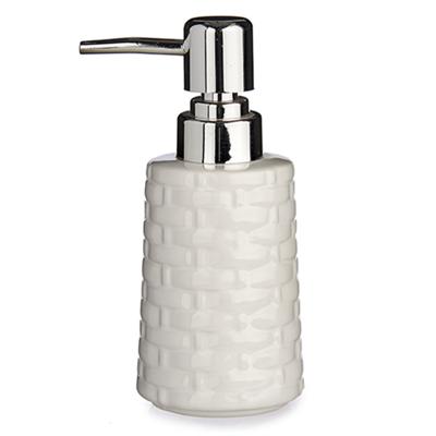 Berilo Zeeppompje/dispenser - keramiek - wit - zilver - 150 ml - navulbaar - toilet/badkamer/toilet