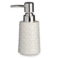 Berilo Zeeppompje/dispenser - keramiek - wit - zilver - 150 ml - navulbaar - toilet/badkamer/toilet