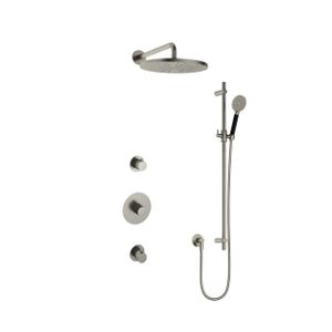 Hotbath Cobber IBS20 Regendoucheset inbouw - 35cm wandarm - 30cm ronde hoofddouche - 3 standen handdouche - glijstang - nikkel geborsteld IBS20GN157