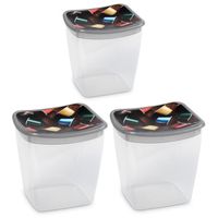 3x Koffiecups bewaarbakjes 1,1 liter transparant/grijs plastic