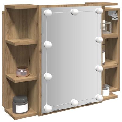 Spiegelkast met LED 70x16,5x60 cm artisanaal eikenkleur