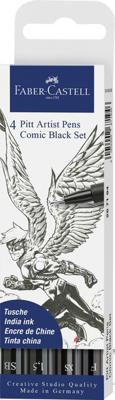 Faber Castell Tekenstift Pitt Artist Pen Comic - 4-delige etui zwart