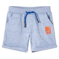 Kindershorts met trekkoord 128 gemleerd blauw