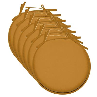 Stof Textile Home stoelkussens - 6x - okergeel - D40 x H3 cm - voor binnen - rond
