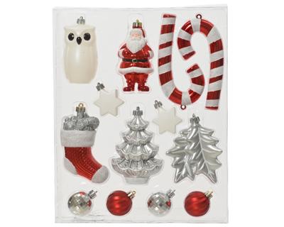 Mix box kunststof d8 cm ass 12st II kerst - Decoris