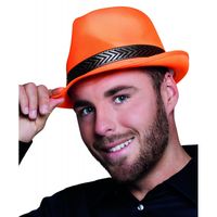 2x stuks oranje trilby hoed voor volwassenen - thumbnail