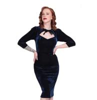 Collectif Ancilla Velvet Pencil Dress Blue-XXL
