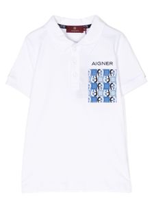 Aigner Kids polo en coton à logo brodé - Blanc