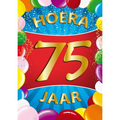 Verjaardag deurposter - 75 jaar - multi - 59 x 84 cm - leeftijd feestartikelen Verjaardag deurposter - 75 jaar - multi - 59 x 84 cm - leeftijd feestartikelen