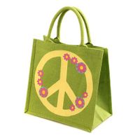 Jute Tas Peace Teken met Bloemen