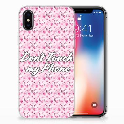 Apple iPhone X | Xs Silicone-hoesje Flowers Pink DTMP Apple iPhone X | Xs Silicone-hoesje Flowers Pink DTMP