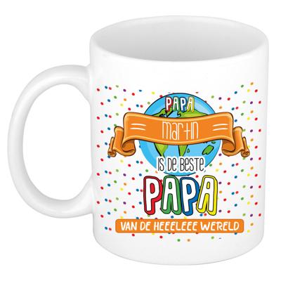 Naam mok papa Martin - wit - de beste - keramiek - 300 ml - Vaderdag/verjaardag