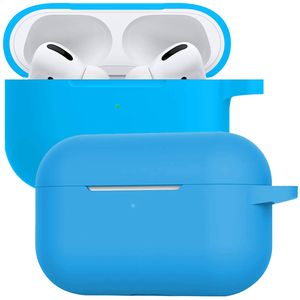 Basey Siliconen Hoesje Voor AirPods Pro Case Hoes - Geschikt voor AirPods Pro Hoesje Cover - Lichtblauw