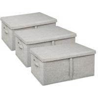 5Five Opbergdoos/box met deksel - 3x - lichtgrijs - L50 x B31 x H25 cm - Stevig karton/polyester