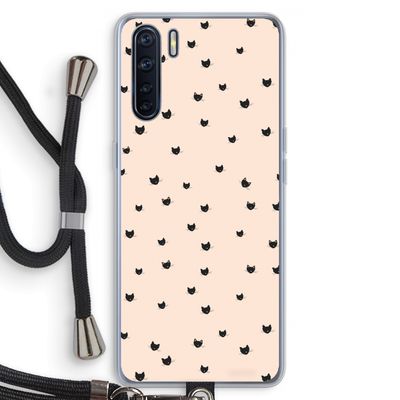 Kleine kattenkopjes: Oppo A91 Transparant Hoesje met koord