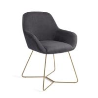 Jesper Home Eetkamerstoel 'Kushi' Beehive Gold, kleur Black-Out
