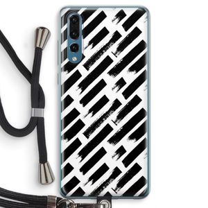 Zwarte vegen: Huawei P20 Pro Transparant Hoesje met koord