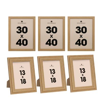 Fotolijstjes Classico - set 5x stuks - 1x 30 x 40 cm/4x 13 x 18 cm - naturel - Hout
