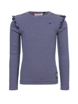 LOOXS Little winter t-shirt meisjes - blauw - geruit/gestreept/longsleeve