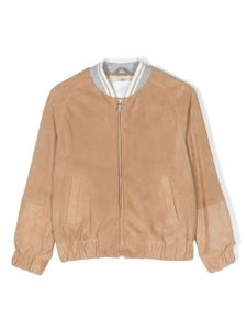 Eleventy Kids veste bomber en cuir à design perforé - Marron