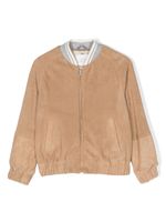 Eleventy Kids veste bomber en cuir à design perforé - Marron