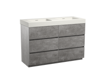 Storke Edge staand badmeubel 130 x 52 cm beton donkergrijs met Mata High dubbele wastafel in mat witte solid surface - thumbnail