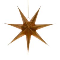 Set van 2x stuks verlichte papieren kerstster lampionnen goud 60 cm op batterijen