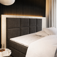 2dekans Hoofdbord Levi 200 x 120 Suede Mosgroen - Stofschade zijkant