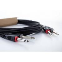 Cordial 14843 Jackplug Audio Aansluitkabel [2x Jackplug male 6,3 mm (mono) - 2x Jackplug male 6,3 mm (mono)] 1 m Zwart PVC-mantel, Tweelingkabel