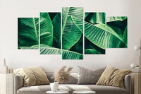 Karo-art Schilderij -Bananenblad, groen, 5 luik, 200x100cm, Premium print - thumbnail