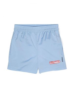 Palm Angels Kids short de bain Flames - Bleu