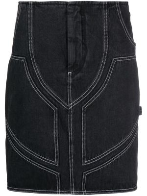 Off-White jupe en jean à coutures contrastantes - Noir