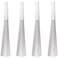 Glitter feesttoeters Zilver - 4 Stuks