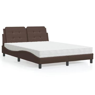 Bed met matras kunstleer bruin 140x190 cm