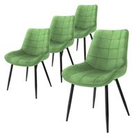 ML-Design set van 4 eetkamerstoelen met rugleuning, groen, keukenstoel met fluwelen bekleding, gestoffeerde stoel - thumbnail
