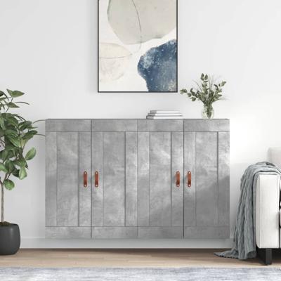 Hangkasten 2 st bewerkt hout betongrijs