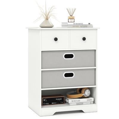 Kast met 4 Lades Dressoir met Open Planken Nachtkastje Opbergkast 58 x 42 x 75 cm Wit