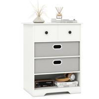 Kast met 4 Lades Dressoir met Open Planken Nachtkastje Opbergkast 58 x 42 x 75 cm Wit