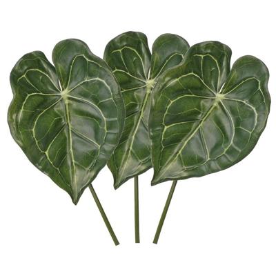 Kunstplant - 3x - Anthurium - bladgroen - takken - 67 cm - kunststof decoratie